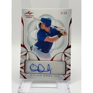 2024 Leaf Trinity Baseball Dylan Dreiling Red  Auto 5/15 SP Rangers Vols